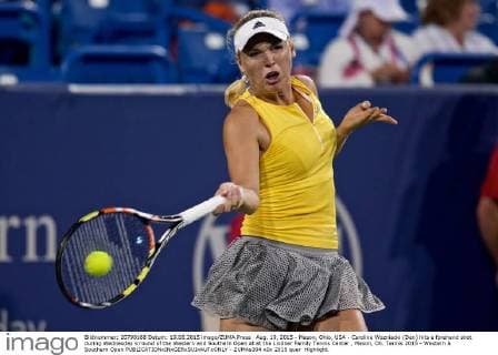 Aug. 19, 2015 - Mason, Ohio, USA - Caroline Wozniacki (Den) hits a forehand shot during Wednesday s round of the Western and Southern Open at at the Lindner Family Tennis Center , Mason, Oh. Tennis 2015 - Western & Southern Open - ZUMAs304