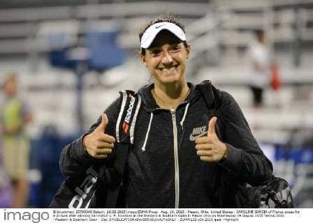 Aug. 19, 2015 - Mason, Ohio, United States - CAROLINE GARCIA of France poses for a picture after winning her match v. P. Kviotova at the Western & Southern Open in Mason Ohio on Wednesday 19 August 2015 Tennis 2015 -Western & Southern Open - Day 3 - ZUMAl132