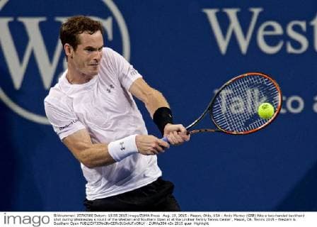 Aug. 19, 2015 - Mason, Ohio, USA - Andy Murray (GBR) hits a two-handed backhand shot during Wednesday s round of the Western and Southern Open at at the Lindner Family Tennis Center , Mason, Oh. Tennis 2015 - Western & Southern Open - ZUMAs304