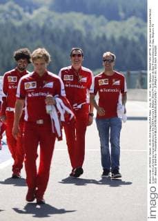 Aug. 20, 2015 - Spa, Belgium - SEBASTIAN VETTEL of Germany and Scuderia Ferrari is seen in the pit lane during preparations to the 2015 Formula 1 Belgian Grand Prix at Circuit de Spa-Francorchamps in Spa, Belgium. F1 2015 - Belgian Grand Prix - Preparations - ZUMAg147