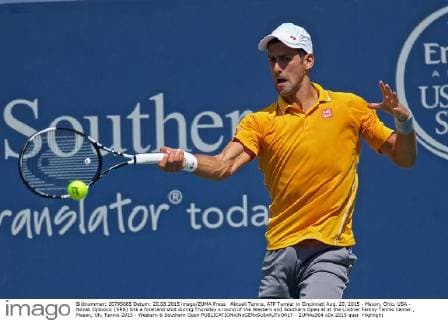 Aktuell Tennis, ATP Turnier in Cincinnati Aug. 20, 2015 - Mason, Ohio, USA - Novak Djokovic (SRB) hits a forehand shot during Thursday s round of the Western and Southern Open at at the Lindner Family Tennis Center , Mason, Oh. Tennis 2015 - Western & Southern Open - ZUMAs304