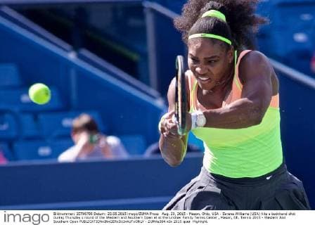 Aug. 20, 2015 - Mason, Ohio, USA - Serena Williams (USA) hits a backhand shot during Thursday s round of the Western and Southern Open at at the Lindner Family Tennis Center , Mason, Oh. Tennis 2015 - Western And Southern Open - ZUMAs304