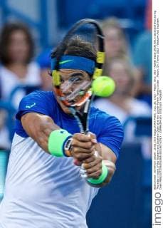 Aug. 20, 2015 - Mason, Ohio, USA - Rafael Nadal (ESP) hits a backhand shot during Thursday s round of the Western and Southern Open at at the Lindner Family Tennis Center , Mason, Oh. Tennis 2015 - Western And Southern Open - ZUMAs304