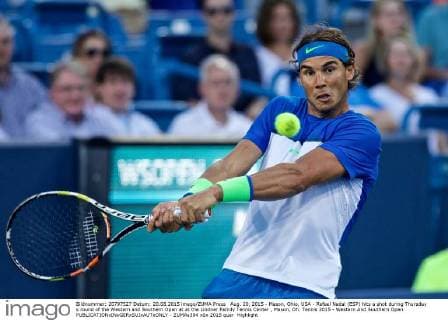 Aug. 20, 2015 - Mason, Ohio, USA - Rafael Nadal (ESP) hits a shot during Thursday s round of the Western and Southern Open at at the Lindner Family Tennis Center , Mason, Oh. Tennis 2015 - Western And Southern Open - ZUMAs304