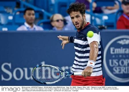 Aug. 20, 2015 - Mason, Ohio, USA - Feliciano Lopez (ESP) in action during Thursday s round of the Western and Southern Open at at the Lindner Family Tennis Center , Mason, Oh. Tennis 2015 - Western And Southern Open - ZUMAs304
