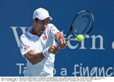 Aug. 21, 2015 - Mason, Ohio, USA - Novak Djokovic (SRB) hits a two-handed backhand shot during Friday s quarterfinal round of the Western and Southern Open at at the Lindner Family Tennis Center , Mason, Oh. Tennis 2015 - Western And Southern Open - ZUMAs304