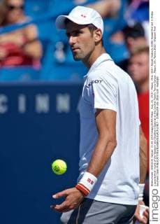 Aug. 21, 2015 - Mason, Ohio, USA - Novak Djokovic (SRB) tossed the ball in Friday s quarterfinal round of the Western and Southern Open at at the Lindner Family Tennis Center , Mason, Oh. Tennis 2015 - Western And Southern Open - ZUMAs304