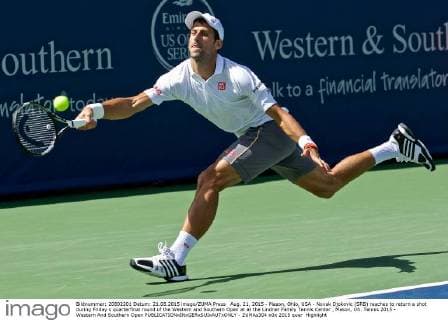 Aug. 21, 2015 - Mason, Ohio, USA - Novak Djokovic (SRB) reaches to return a shot during Friday s quarterfinal round of the Western and Southern Open at at the Lindner Family Tennis Center , Mason, Oh. Tennis 2015 - Western And Southern Open - ZUMAs304