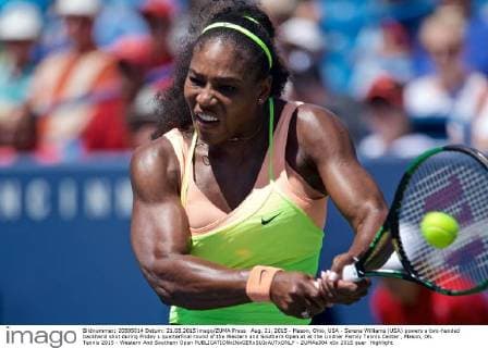 Aug. 21, 2015 - Mason, Ohio, USA - Serena Williams (USA) powers a two-handed backhand shot during Friday s quarterfinal round of the Western and Southern Open at at the Lindner Family Tennis Center , Mason, Oh. Tennis 2015 - Western And Southern Open - ZUMAs304