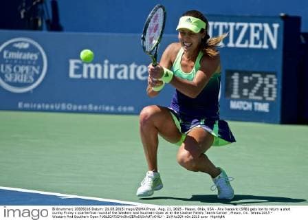 Aug. 21, 2015 - Mason, Ohio, USA - Ana Ivanovic (SRB) gets low to return a shot during Friday s quarterfinal round of the Western and Southern Open at at the Lindner Family Tennis Center , Mason, Oh. Tennis 2015 - Western And Southern Open - ZUMAs304