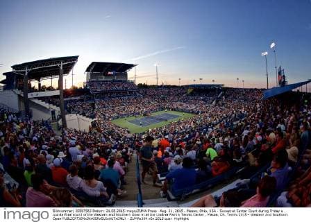 Aug. 21, 2015 - Mason, Ohio, USA - Sunset at Center Court during Friday s quarterfinal round of the Western and Southern Open at at the Lindner Family Tennis Center , Mason, Oh. Tennis 2015 - Western And Southern Open - ZUMAs304