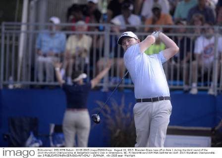 August 22, 2015: Branden Grace tees off on hole 1 during the third round of the 2015 Wyndham Championship at Sedgefield Country Club in Greensboro, NC. PJ Ward-Brown CSM PGA Golf Herren Golf: 2015 Wyndham Championship day 3 - ZUMAc04_