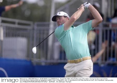 August 22, 2015: Kyle Reifers tees off on hole 1 during the third round of the 2015 Wyndham Championship at Sedgefield Country Club in Greensboro, NC. PJ Ward-Brown CSM PGA Golf Herren Golf: 2015 Wyndham Championship day 3 - ZUMAc04_