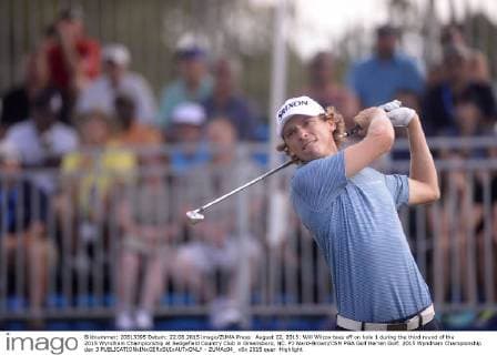 August 22, 2015: Will Wilcox tees off on hole 1 during the third round of the 2015 Wyndham Championship at Sedgefield Country Club in Greensboro, NC. PJ Ward-Brown CSM PGA Golf Herren Golf: 2015 Wyndham Championship day 3 - ZUMAc04_