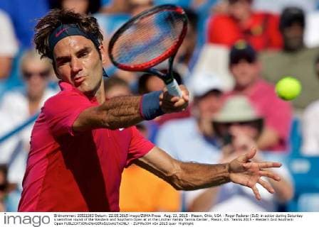 Aug. 22, 2015 - Mason, Ohio, USA - Roger Federer (SUI) in action during Saturday s semifinal round of the Western and Southern Open at at the Lindner Family Tennis Center , Mason, Oh. Tennis 2015 - Western And Southern Open - ZUMAs304