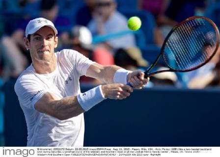 Aug. 22, 2015 - Mason, Ohio, USA - Andy Murray (GBR) hits a two-handed backhand shot during Saturday s semifinal round of the Western and Southern Open at at the Lindner Family Tennis Center , Mason, Oh. Tennis 2015 - Western And Southern Open - ZUMAs304