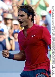 Aug. 22, 2015 - Mason, Ohio, USA - Roger Federer (SUI) reacts after winning Saturday s semifinal round of the Western and Southern Open at at the Lindner Family Tennis Center , Mason, Oh. Tennis 2015 - Western And Southern Open - ZUMAs304