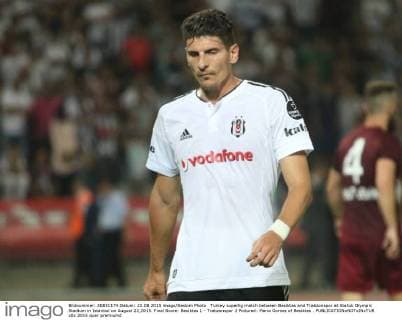 Turkey superlig match between Besiktas and Trabzonspor at Atatuk Olympic Stadium in Istanbul on August 22,2015. Final Score: Besiktas 1 - Trabzonspor 2 Pictured: Mario Gomez of Besiktas . 