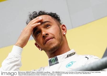 - SPA, BELGIUM: British Lewis Hamilton of Mercedes AMG Petronas F1 Team celebrates after the Spa-Francorchamps Formula One Grand Prix of Belgium, in Spa-Francorchamps, Sunday 23 August 2015. BRUNOxFAHY  x04685640x