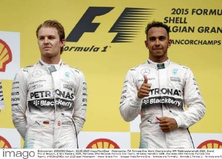Motorsports: FIA Formula One World Championship WM Weltmeisterschaft 2015, Grand Prix of Belgium, 6 Nico Rosberg (GER, Mercedes AMG Petronas Formula One Team), 44 Lewis Hamilton (GBR, Mercedes AMG Petronas Formula One Team), xHOCHxZWEIx