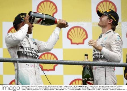 Motorsports: FIA Formula One World Championship WM Weltmeisterschaft 2015, Grand Prix of Belgium, 44 Lewis Hamilton (GBR, Mercedes AMG Petronas Formula One Team), 6 Nico Rosberg (GER, Mercedes AMG Petronas Formula One Team), xHOCHxZWEIx