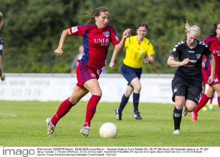 Henstedt-Ulzburg Ivana Rudelic (Nr. 25, FF USV Jena). SV Henstedt-Ulzburg vs. FF USV Jena, Fussball, 1. Runde DFB-Pokal, 23.08.15 Copyright: Koe Eibner-Pressefoto EP_fkg