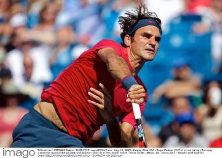 Aug. 22, 2015 - Mason, Ohio, USA - Roger Federer (SUI) in action during gSaturday s semifinal round of the Western and Southern Open at at the Lindner Family Tennis Center , Mason, Oh. Tennis 2015 - Western And Southern Open - ZUMAs304