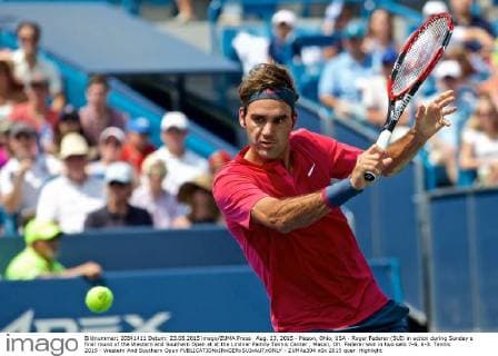 Aug. 23, 2015 - Mason, Ohio, USA - Roger Federer (SUI) in action during Sunday s final round of the Western and Southern Open at at the Lindner Family Tennis Center , Mason, Oh. Federer won in two sets 7-6, 6-3. Tennis 2015 - Western And Southern Open - ZUMAs304