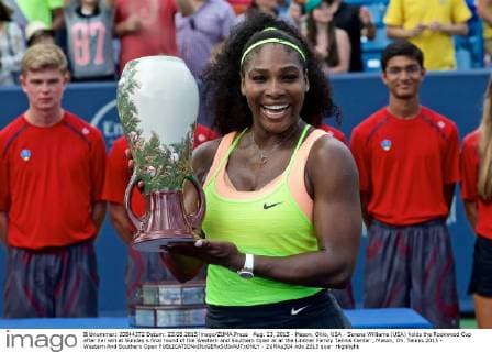 Aug. 23, 2015 - Mason, Ohio, USA - Serena Williams (USA) holds the Rookwood Cup after her win at Sunday s final round of the Western and Southern Open at at the Lindner Family Tennis Center , Mason, Oh. Tennis 2015 - Western And Southern Open - ZUMAs304