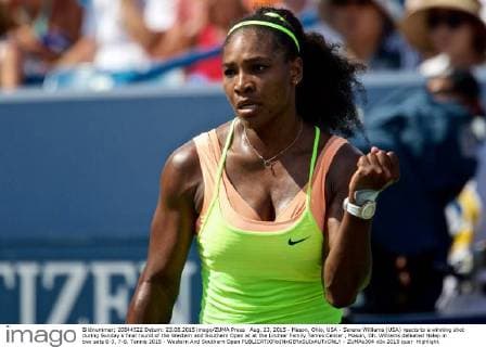 Aug. 23, 2015 - Mason, Ohio, USA - Serena Williams (USA) reacts to a winning shot during Sunday s final round of the Western and Southern Open at at the Lindner Family Tennis Center , Mason, Oh. Williams defeated Halep in two sets 6-3, 7-6. Tennis 2015 - Western And Southern Open - ZUMAs304