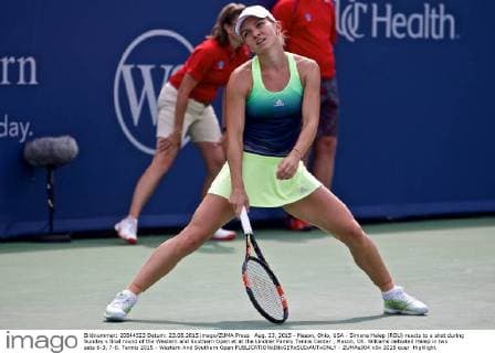 Aug. 23, 2015 - Mason, Ohio, USA - Simona Halep (ROU) reacts to a shot during Sunday s final round of the Western and Southern Open at at the Lindner Family Tennis Center , Mason, Oh. Williams defeated Halep in two sets 6-3, 7-6. Tennis 2015 - Western And Southern Open - ZUMAs304