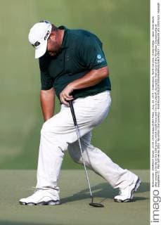 Aug. 23, 2015 - Greensboro, North Carolina, United States - Jason Gore reacts after missing a birdie on the 18th green, which would have sent him to a playoff, during the final round of the Wyndham Championship at Sedgefield CC. PGA Golf Herren 2015: Wyndham Championship - Final Round - ZUMAw109
