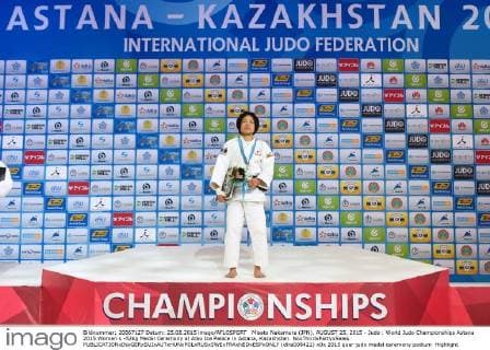 Misato Nakamura (JPN), AUGUST 25, 2015 - Judo : World Judo Championships Astana 2015 Women s -52kg Medal Ceremony at Alau Ice Palace in Astana, Kazakhstan. NoxThirdxPartyxSales  (dlra008421)