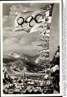 Garmisch Partenkirchen, Zugspitzgruppe, Winter Olympiade 1936, Fahnen !AUFNAHMEDATUM GESCHÄTZT!