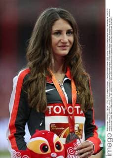Gesa Felicitas Krause, GER, during 3000m steeplechase award ceremony at the 2015 worlds in Beijing; 27 08 2015;