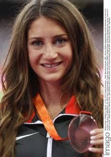 Gesa Felicitas Krause, GER, during 3000m steeplechase award ceremony at the 2015 worlds in Beijing; 27 08 2015;