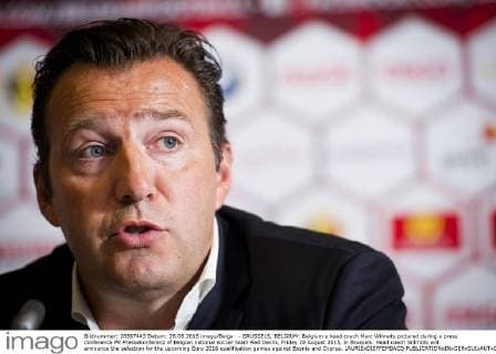 - BRUSSELS, BELGIUM: Belgium s head coach Marc Wilmots pictured during a press conference PK Pressekonferenz of Belgian national soccer team Red Devils, Friday 28 August 2015, in Brussels. Head coach Wilmots will announce the selection for the upcoming Euro 2016 qualification games against Bosnia and Cyprus. LAURIExDIEFFEMBACQ  x04688375x