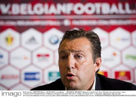 - BRUSSELS, BELGIUM: Belgium s head coach Marc Wilmots pictured during a press conference PK Pressekonferenz of Belgian national soccer team Red Devils, Friday 28 August 2015, in Brussels. Head coach Wilmots will announce the selection for the upcoming Euro 2016 qualification games against Bosnia and Cyprus. LAURIExDIEFFEMBACQ  x04688380x