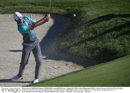 August 28, 2015: Charl Schwartzel (RSA) hits out of a sand trap on The 11th hole during the second round of The Barclays Fed Ex Championship at Plainfield Country Club in Edison, NJ. GOLF 2015: The Barclays Fed Ex Championship AUG 28 - ZUMAc04_