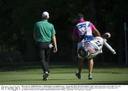 August 28, 2015: Brandt Snedeker (USA) walks the fairway at The 16th hole with his caddy during the second round of The Barclays Fed Ex Championship at Plainfield Country Club in Edison, NJ. GOLF 2015: The Barclays Fed Ex Championship AUG 28 - ZUMAc04_