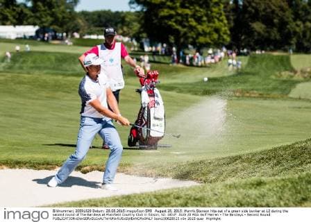 August 28, 2015: Henrik Stenson hits out of a green side bunker at 12 during the second round of The Barclays at Plainfield Country Club in Edison, NJ. GOLF: AUG 28 PGA Golf Herren - The Barclays - Second Round Icon150828025 EDITORIAL USE ONLY