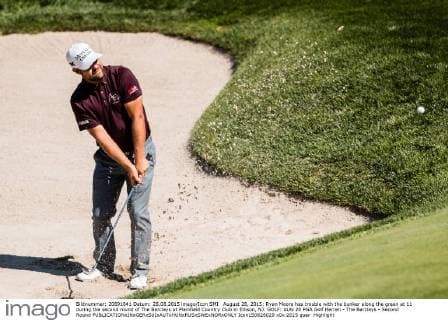 August 28, 2015: Ryan Moore has trouble with the bunker along the green at 11 during the second round of The Barclays at Plainfield Country Club in Edison, NJ. GOLF: AUG 28 PGA Golf Herren - The Barclays - Second Round Icon150828029 EDITORIAL USE ONLY