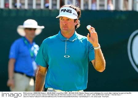 28 AUG 2015: Bubba Watson acknowledges the crowd after making his putt at the 9th green during the second round of The Barclays at Plainfield Country Club in Edison, NJ. GOLF: AUG 28 PGA Golf Herren - The Barclays - Second Round Icon082815371 EDITORIAL USE ONLY