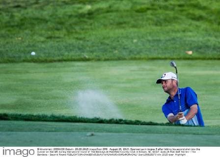 August 28, 2015: Spencer Levin bogies 5 after hitting his second shot into the bunker on the left during the second round of The Barclays at Plainfield Country Club in Edison, NJ. GOLF: AUG 28 PGA Golf Herren - The Barclays - Second Round Icon150828073 EDITORIAL USE ONLY