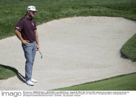August 28, 2015: Ben Martin (USA) reacts to being stuck in a sand trap during the second round of The Barclays Fed Ex Championship at Plainfield Country Club in Edison, NJ. GOLF 2015: The Barclays Fed Ex Championship AUG 28 - ZUMAc04_