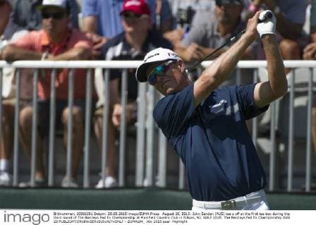 August 29, 2015: John Senden (AUS) tee s off at the first tee box during the third round of The Barclays Fed Ex Championship at Plainfield Country Club in Edison, NJ. GOLF 2015: The Barclays Fed Ex Championship AUG 29 - ZUMAc04_