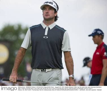 August 29, 2015: Bubba Watson (USA) has his eyes wide open showing frustration after missing a birdie putt on the 18th hole during the third round of The Barclays Fed Ex Championship at Plainfield Country Club in Edison, NJ. GOLF 2015: The Barclays Fed Ex Championship AUG 29 - ZUMAc04_