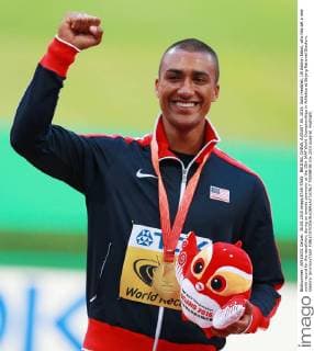 BEIJING, CHINA. AUGUST 30, 2015. Gold medalist, US Ashton Eaton, who has set a new world record for the decathlon, during an awards ceremony at the 15th IAAF World Championships in Athletics at Beijing National Stadium. Vladimir Smirnov TASS  TS00BF3B