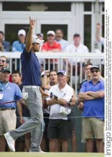 August 30, 2015: Jason Day (AUS) gestures after sinking a putt for birdie on the 15th green during the fourth round of The Barclays Fed Ex Championship at Plainfield Country Club in Edison, NJ. GOLF 2015: The Barclays Fed Ex Championship AUG 30 - ZUMAc04_