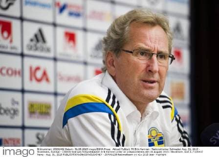 Aktuell Fußball, PK Erik Hamren - Nationaltrainer Schweden Aug. 31, 2015 - Stockholm, Sverige - 150831 Sveriges förbundskapten Erik Hamren under en presskonferens den 31 augusti 2015 i Stockholm. kod JL 135437 News - Aug. 31, 2015  - ZUMAb138